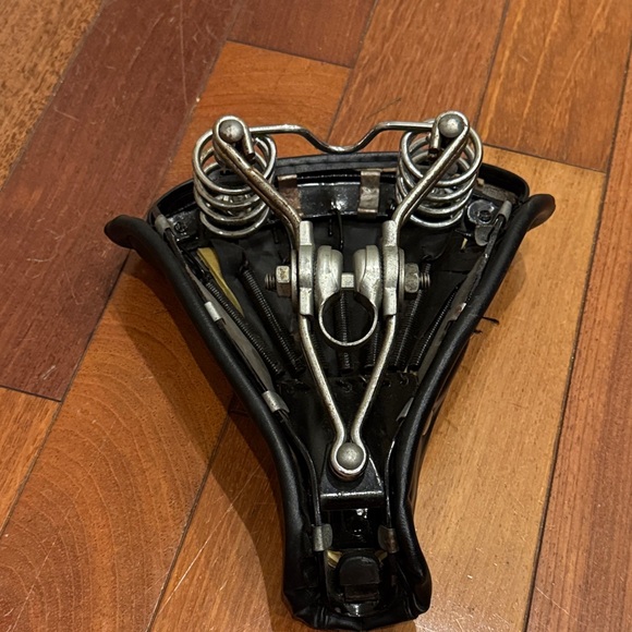 Vintage Black Leather Bicycle Saddle - Picture 3 of 6